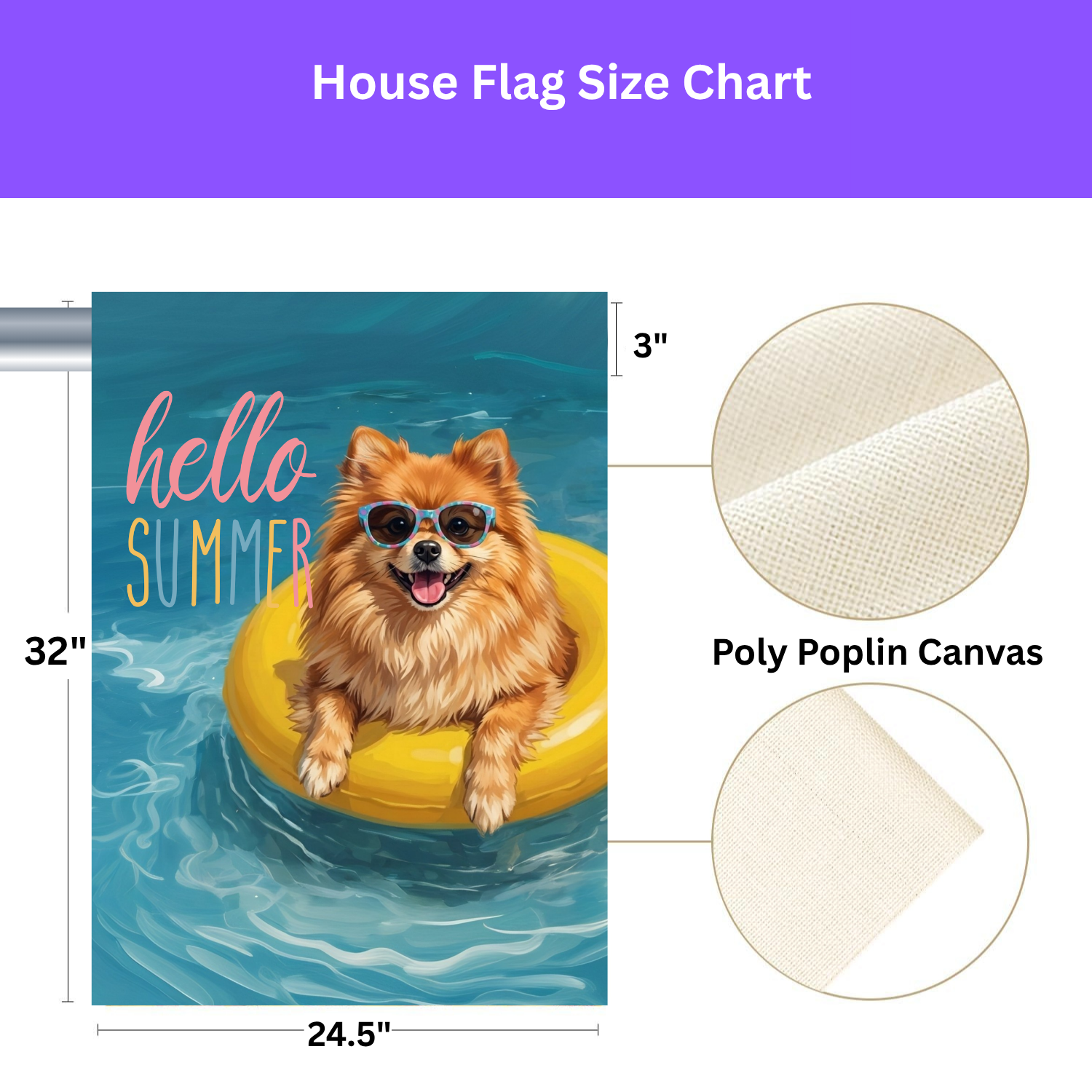 Hello Summer Pomeranian Garden Flag