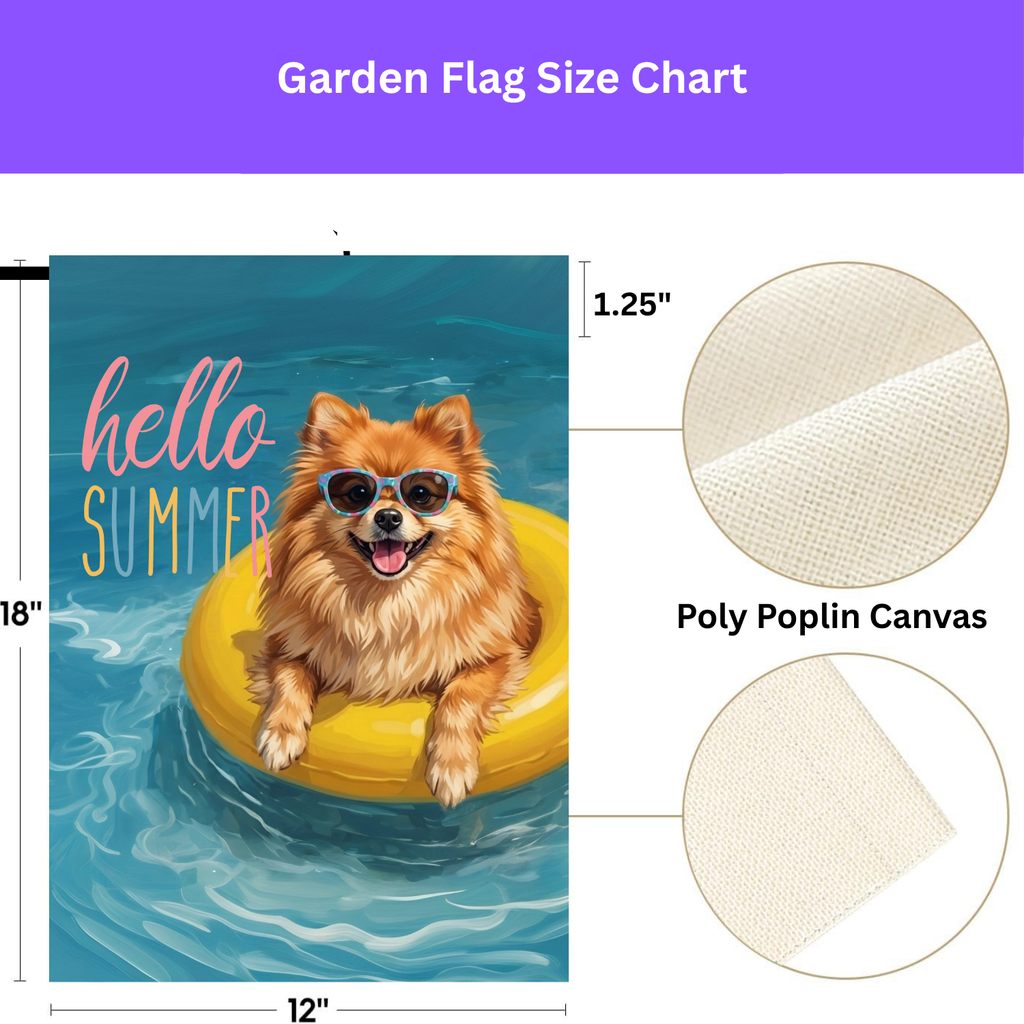 Hello Summer Pomeranian Garden Flag