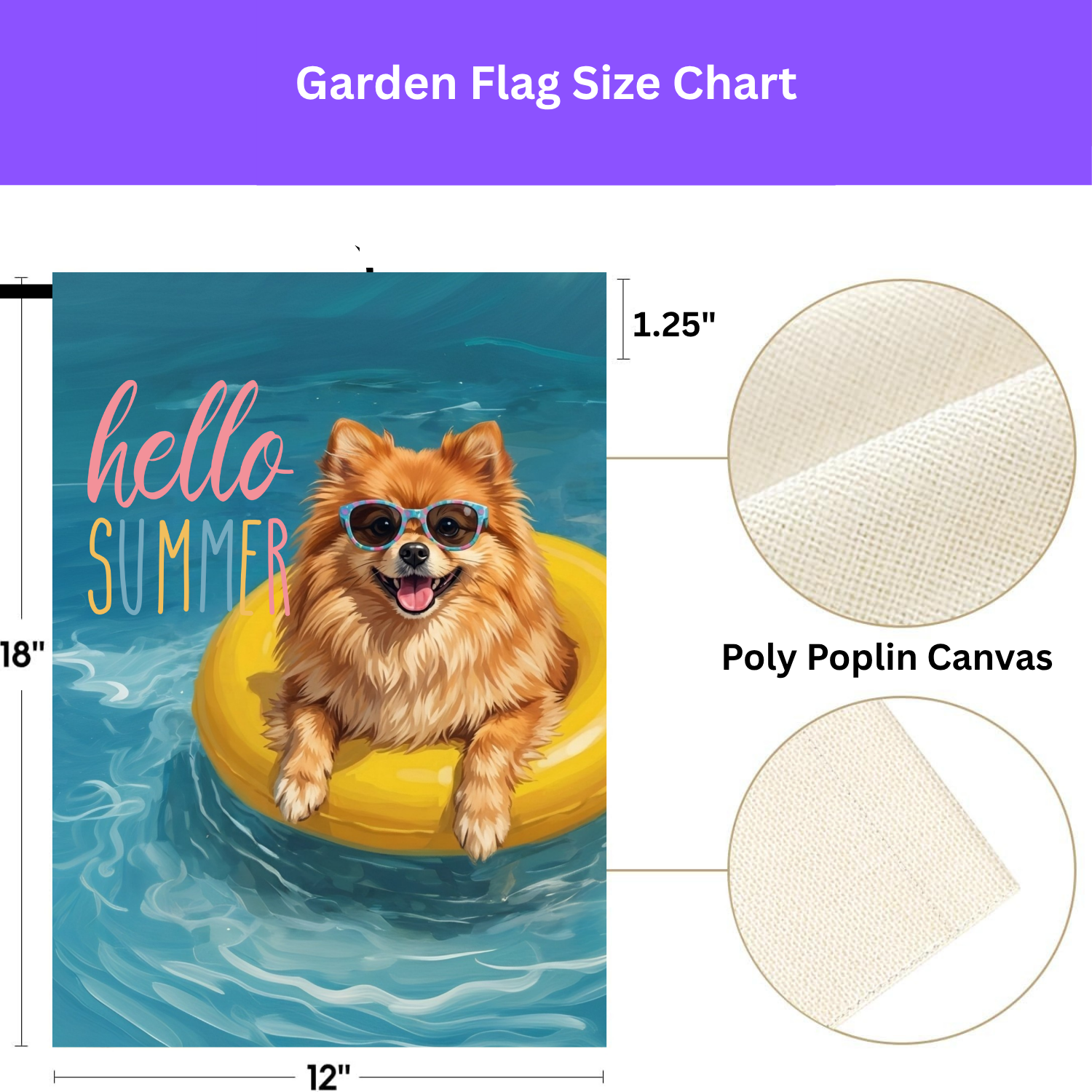 Hello Summer Pomeranian Garden Flag