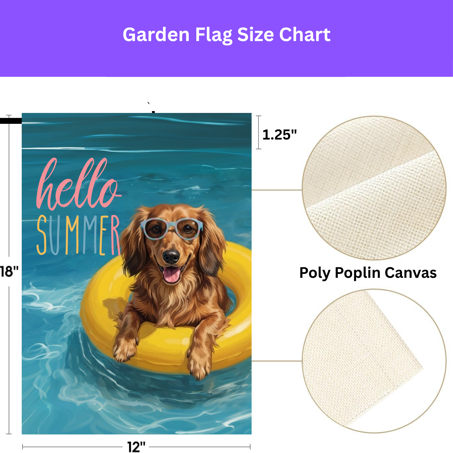 Hello Summer Long Hair Dachshund Garden Flag