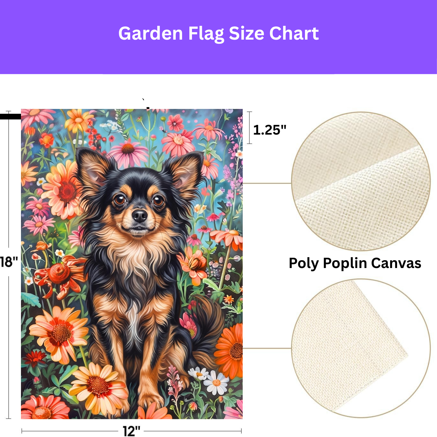 Flower Garden Long Hair Chihuahua Garden Flag