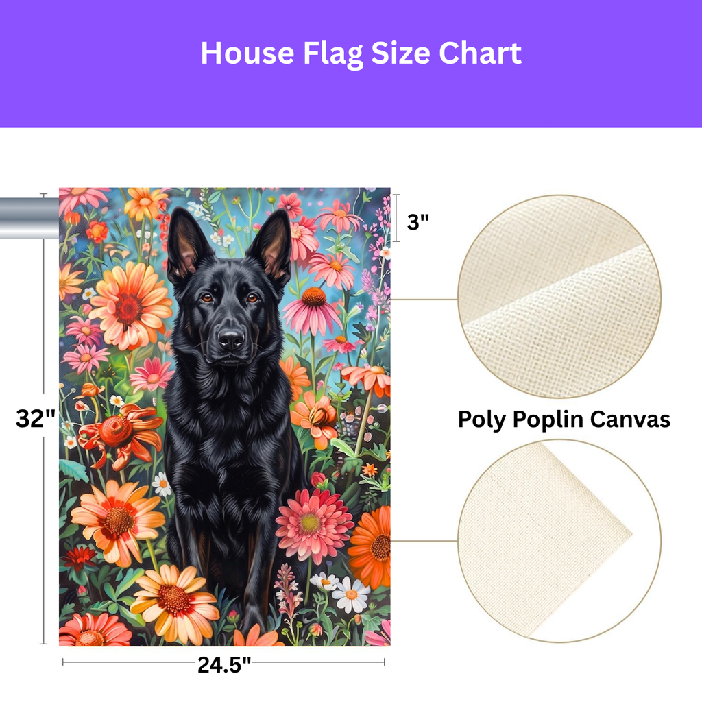 Flower Garden Black German Shepherd Garden Flag
