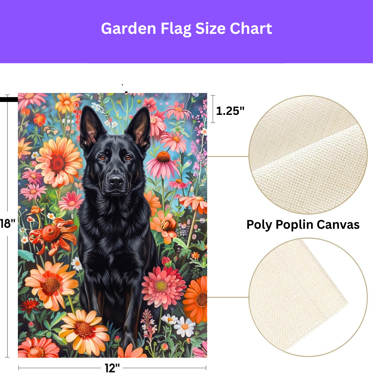 Flower Garden Black German Shepherd Garden Flag
