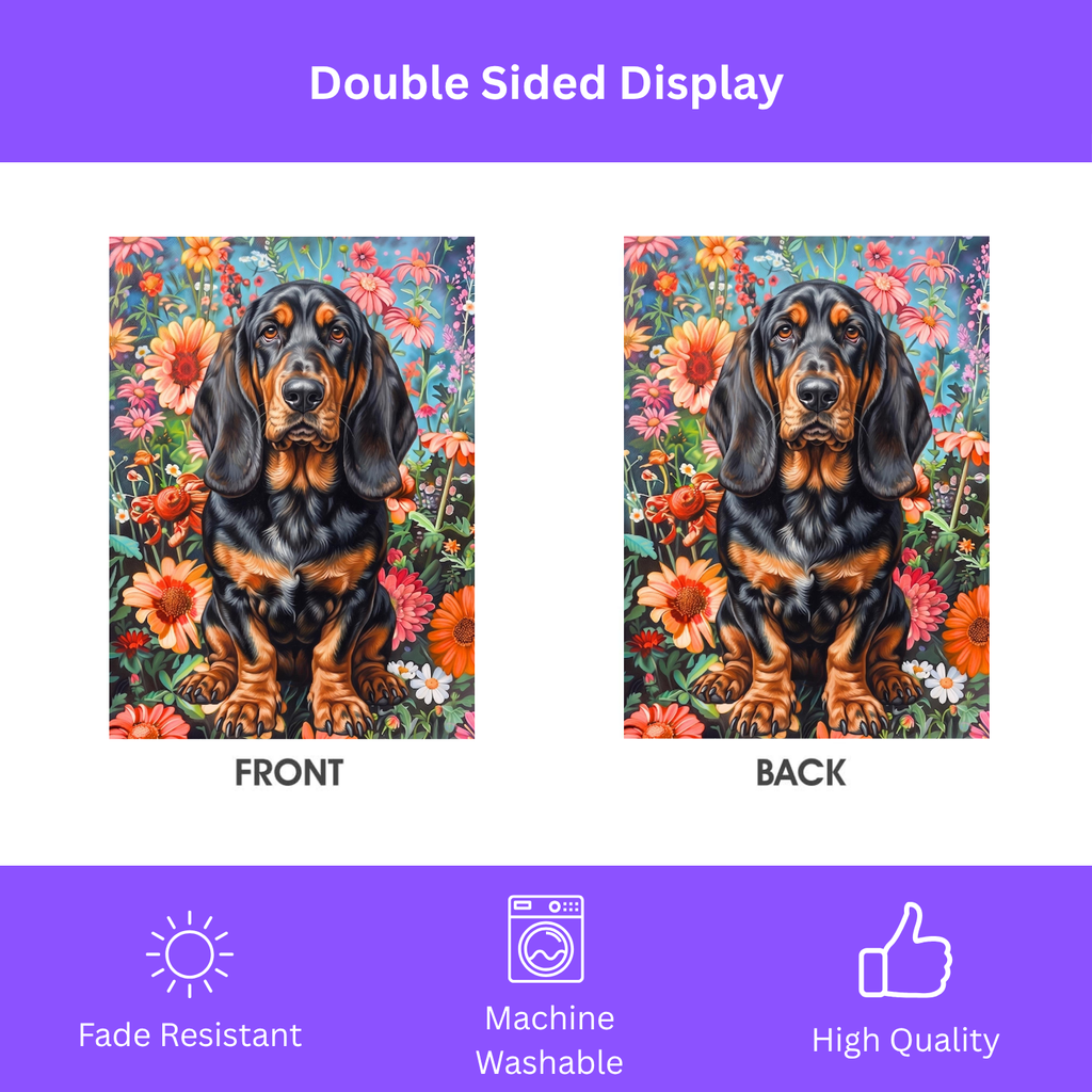 Flower Garden Basset Hound Garden Flag