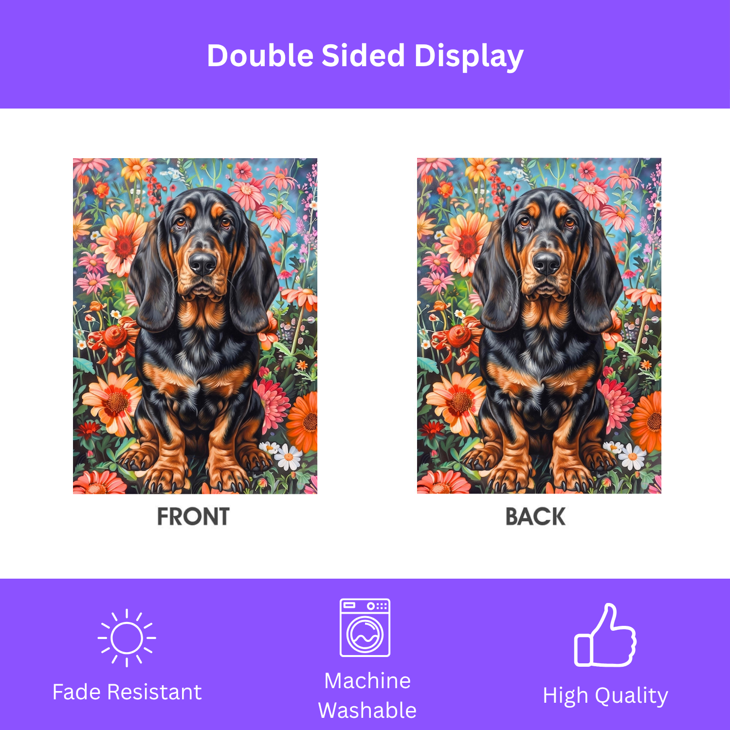 Flower Garden Basset Hound Garden Flag