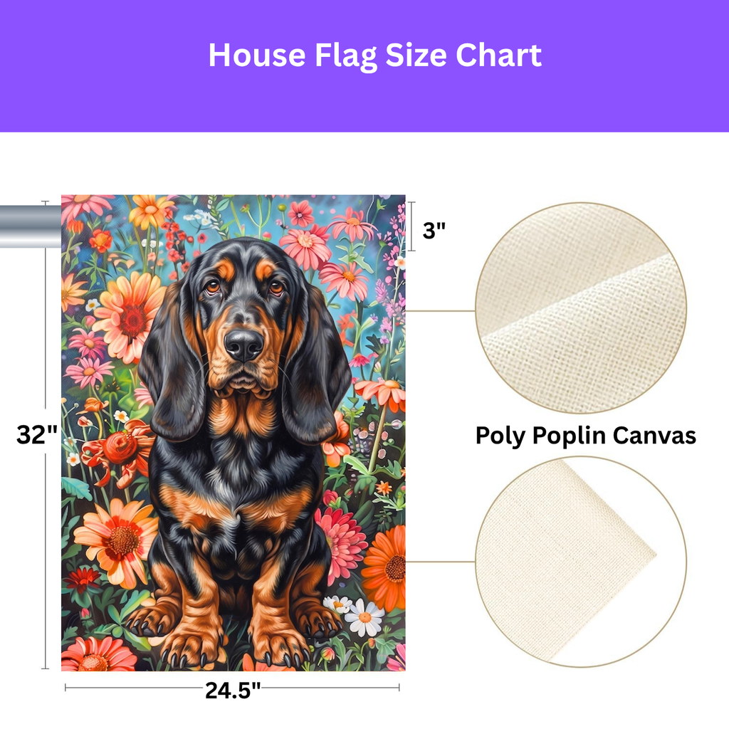 Flower Garden Basset Hound Garden Flag
