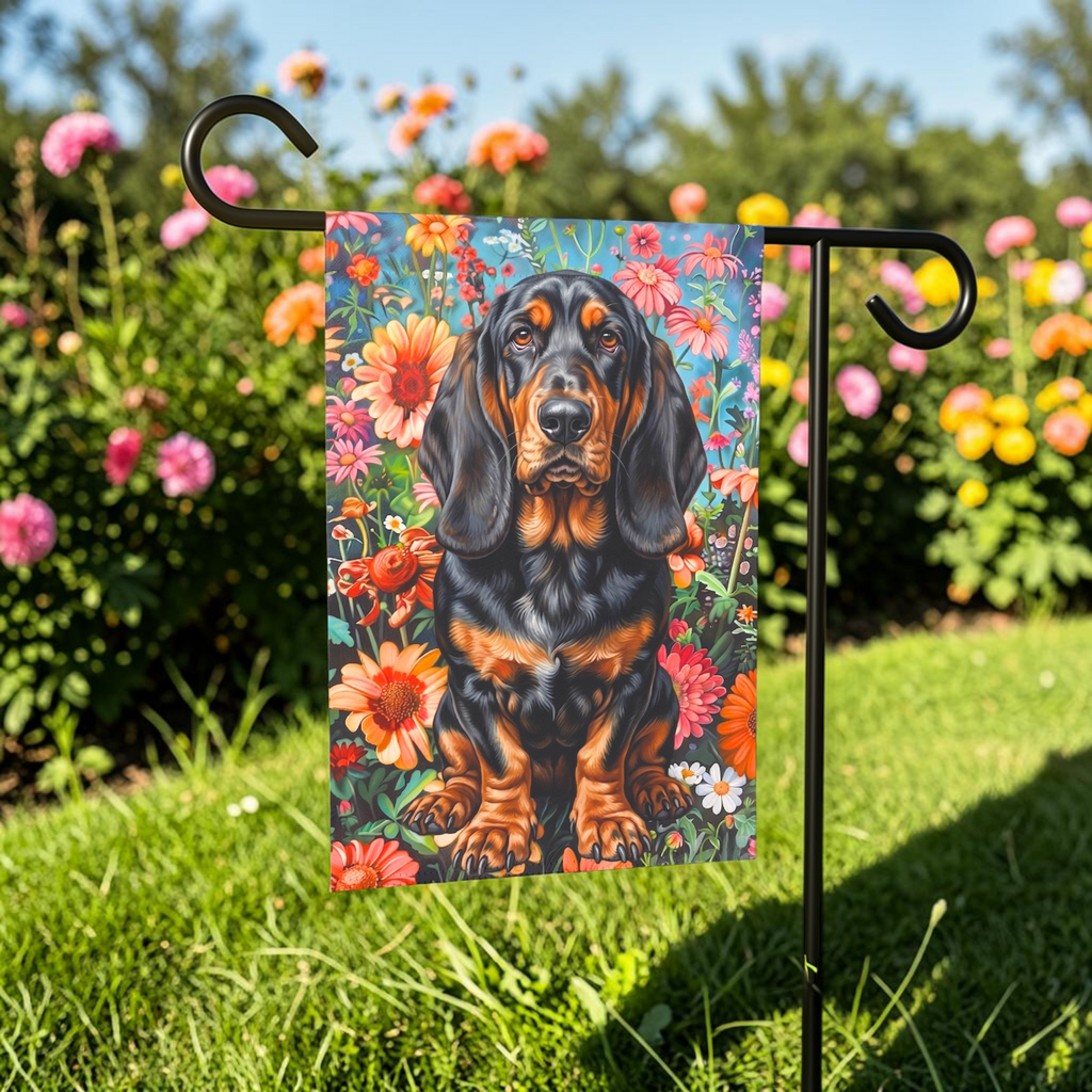 Flower Garden Basset Hound Garden Flag