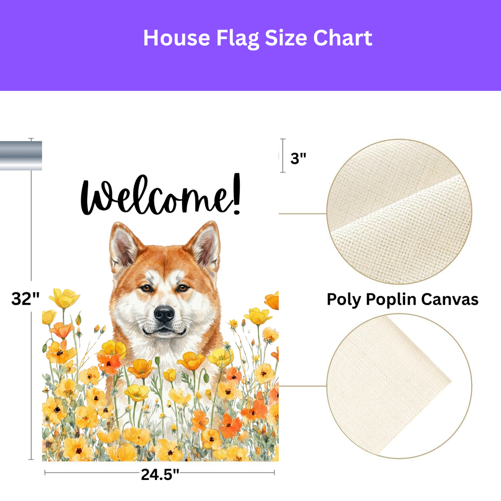 Yellow Poppies Akita Welcome Garden Flag
