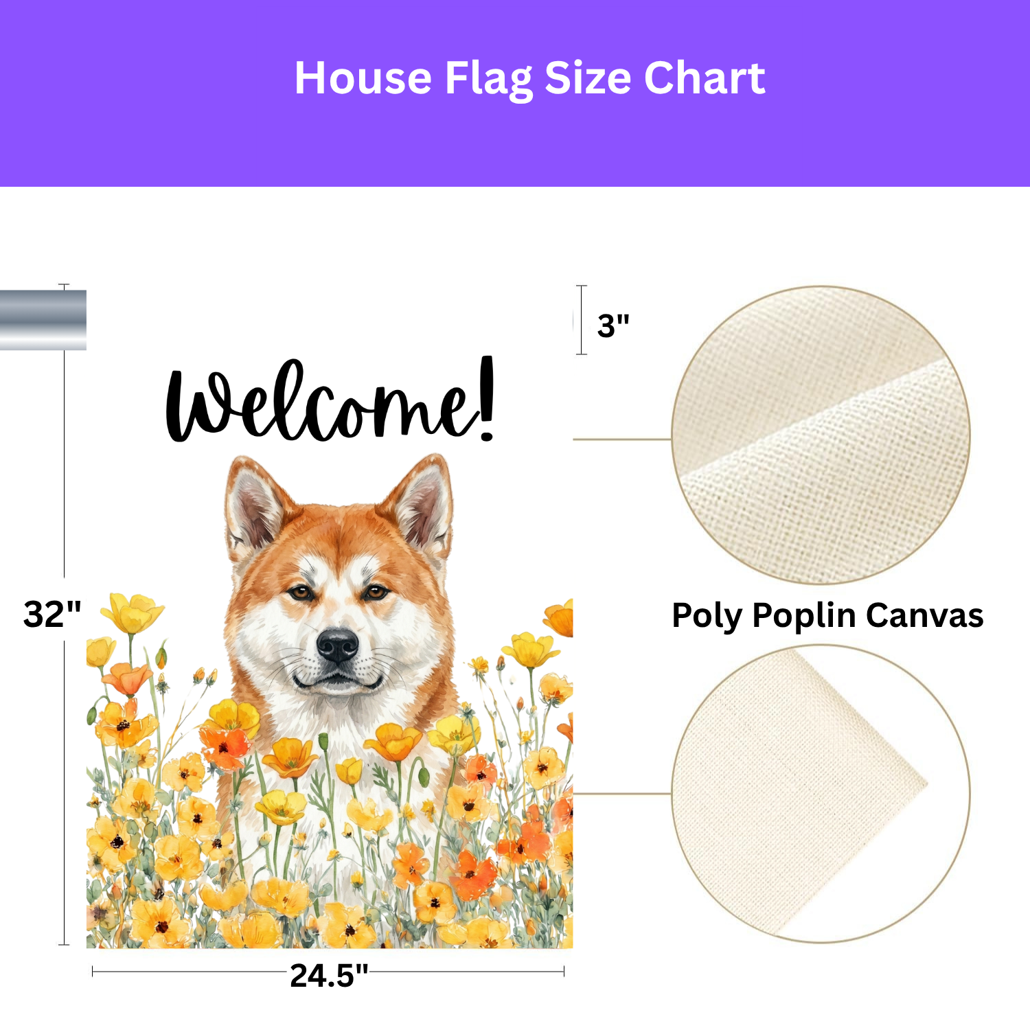 Yellow Poppies Akita Welcome Garden Flag