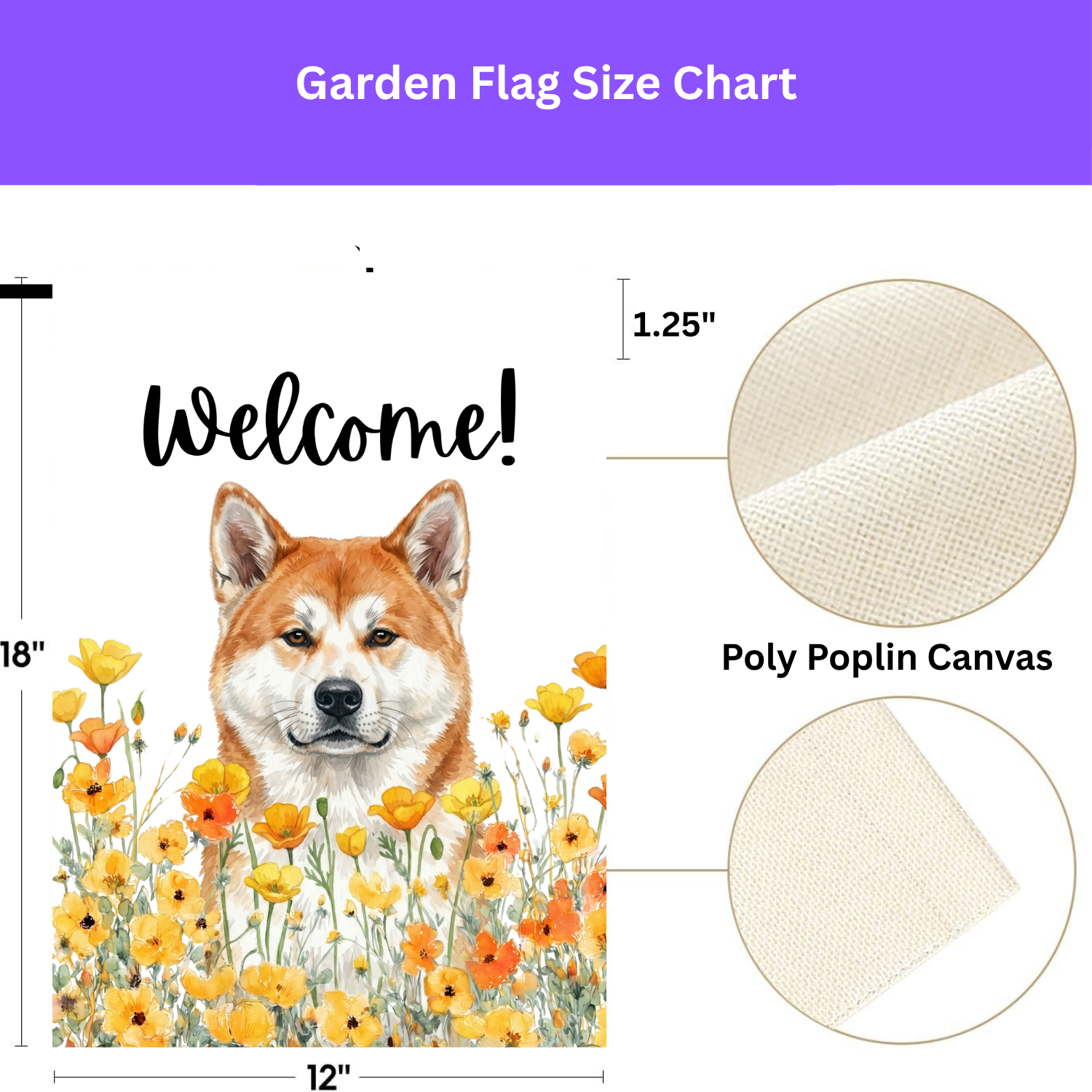 Yellow Poppies Akita Welcome Garden Flag