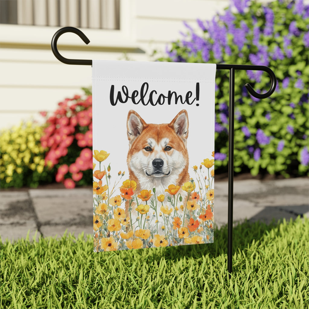 Yellow Poppies Akita Welcome Garden Flag