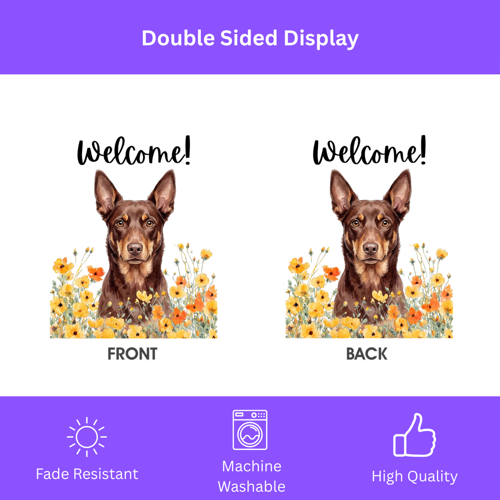 Yellow Poppies Australian Kelpie Welcome Garden Flag