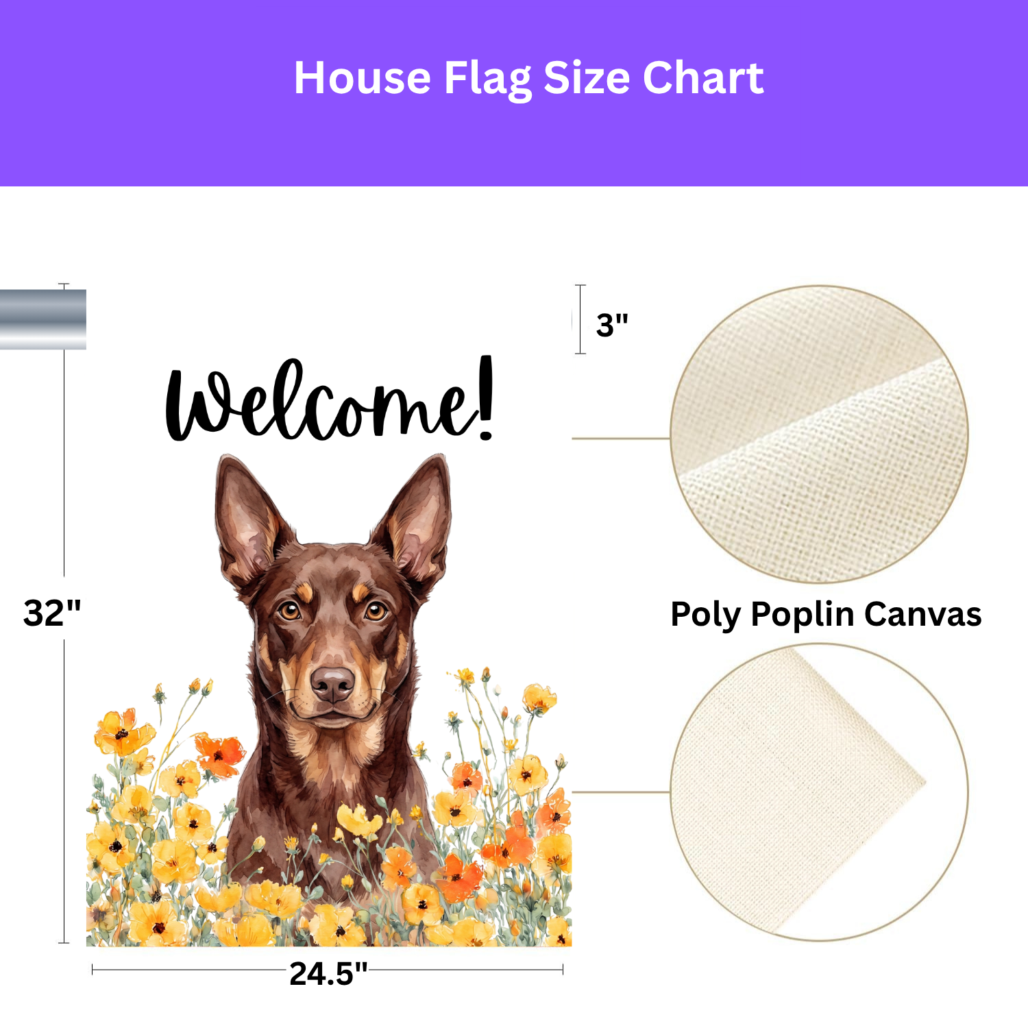 Yellow Poppies Australian Kelpie Welcome Garden Flag