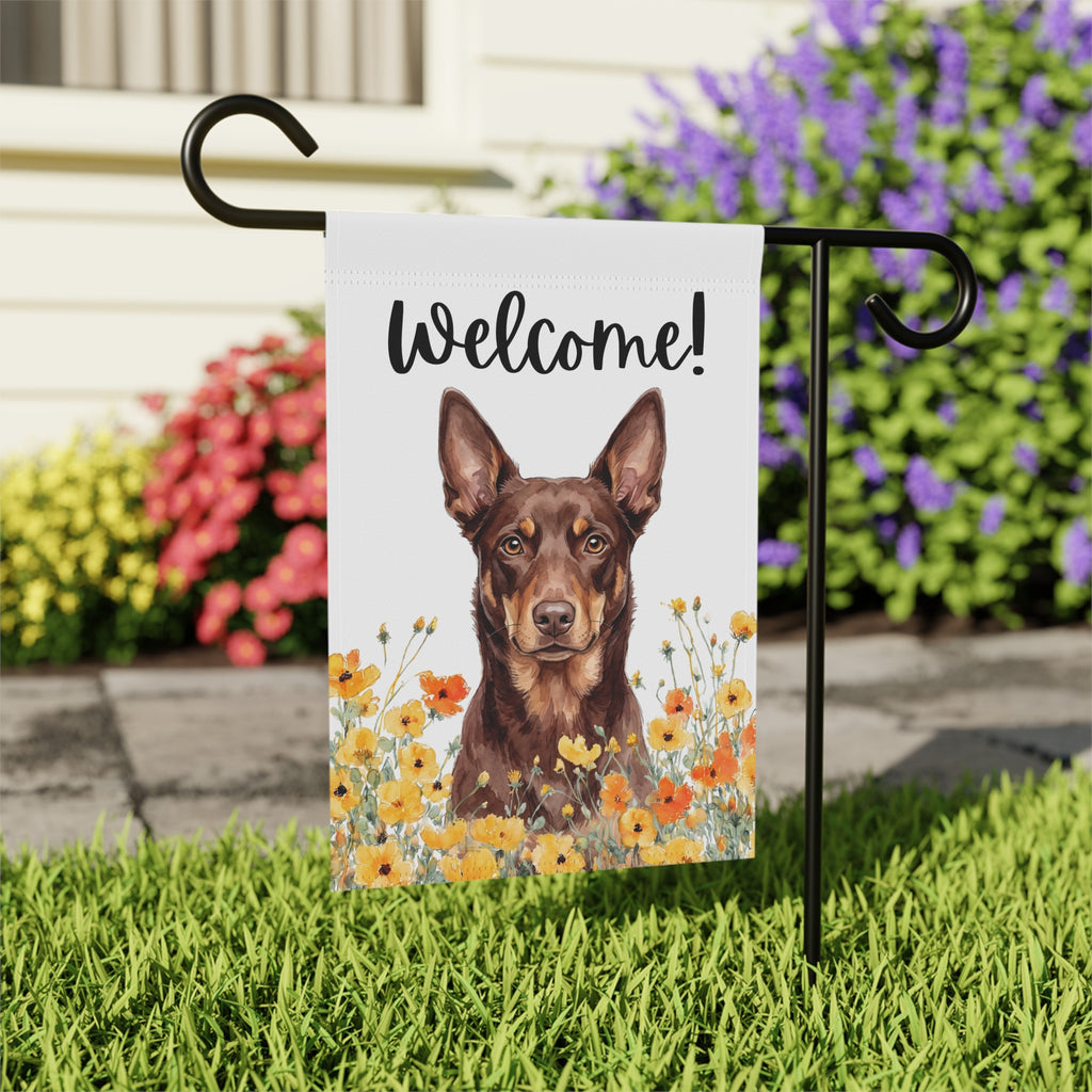 Yellow Poppies Australian Kelpie Welcome Garden Flag