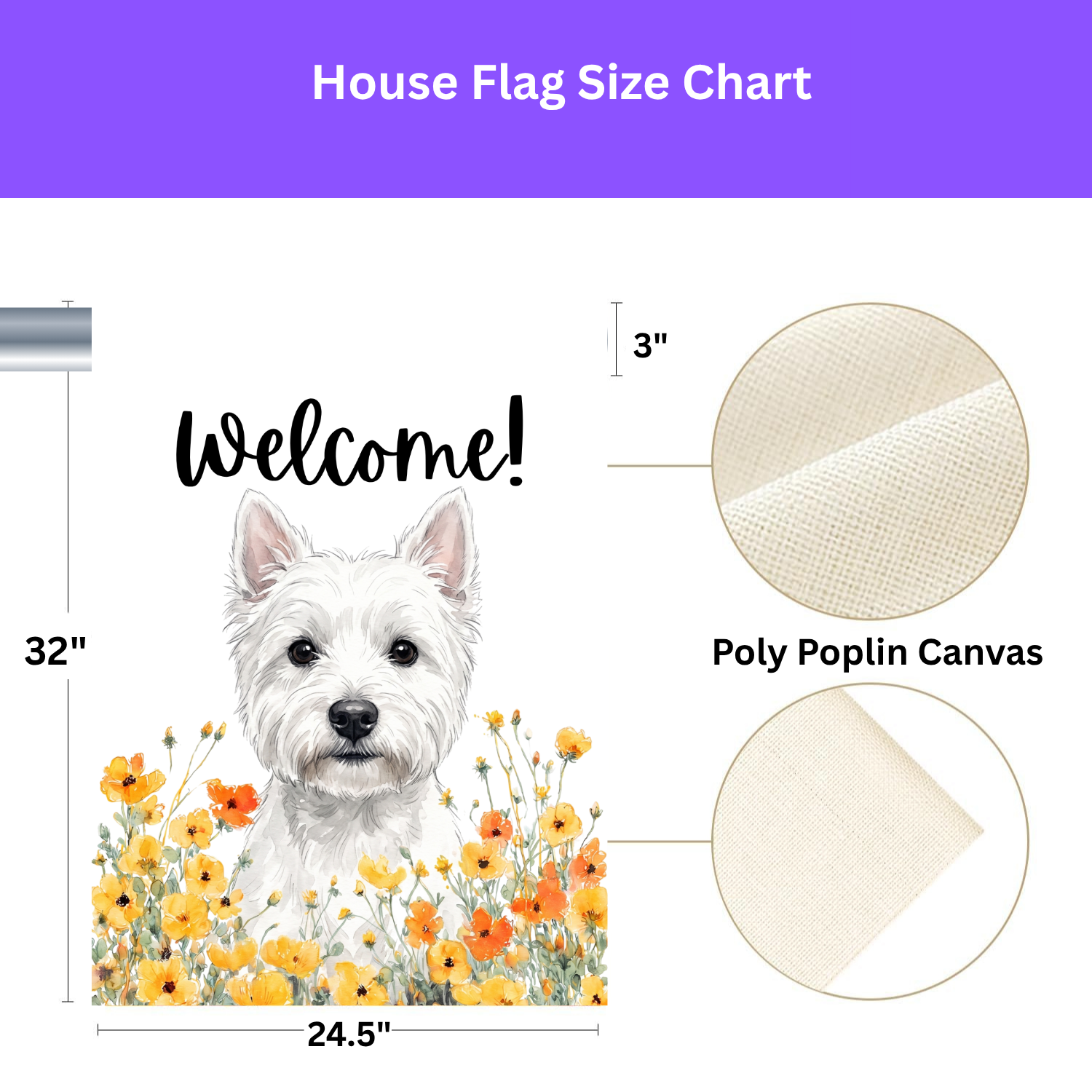 Yellow Poppies Westie Welcome Garden Flag