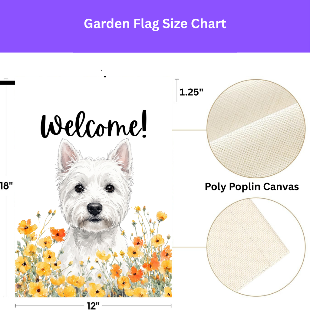Yellow Poppies Westie Welcome Garden Flag