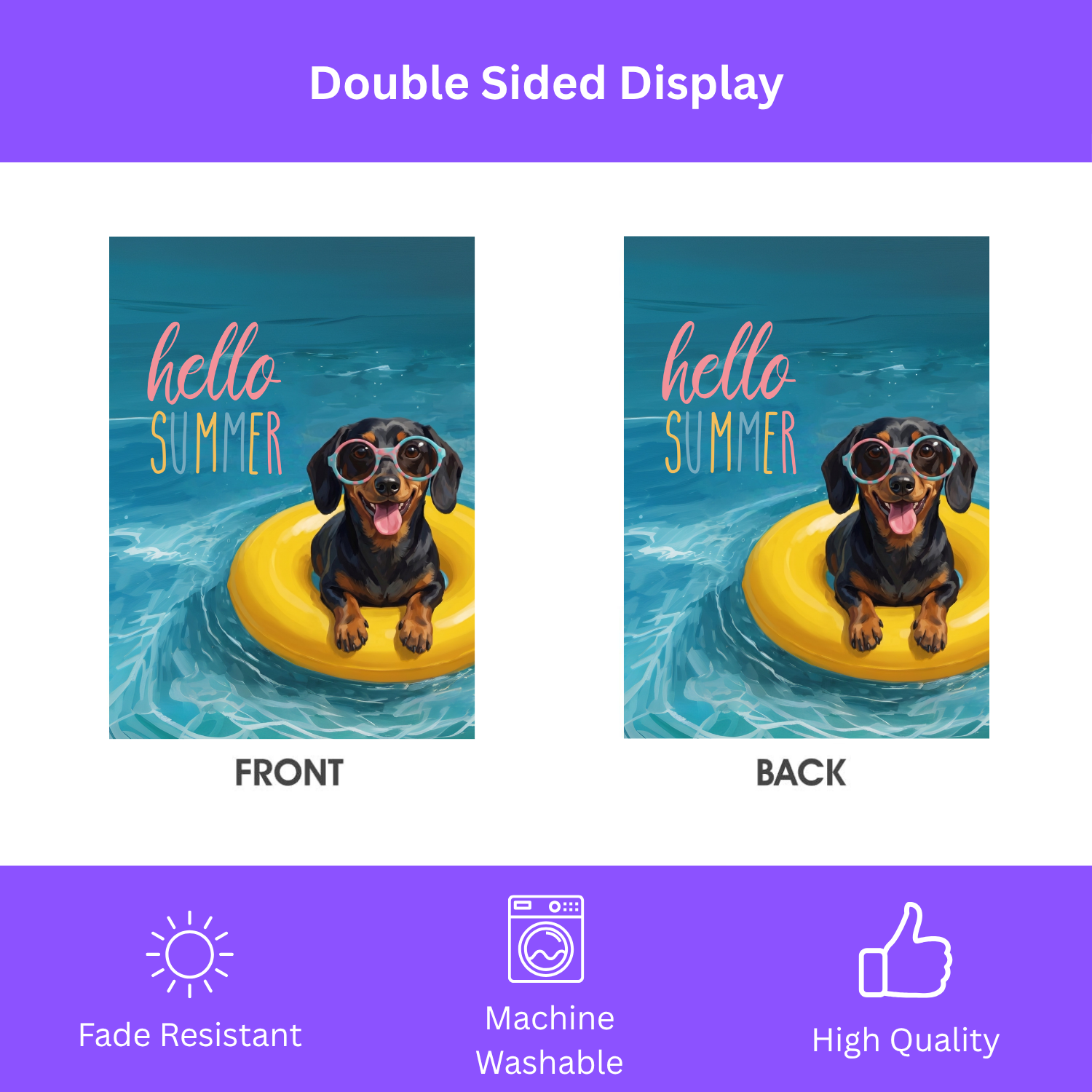 Hello Summer Dachshund Garden Flag