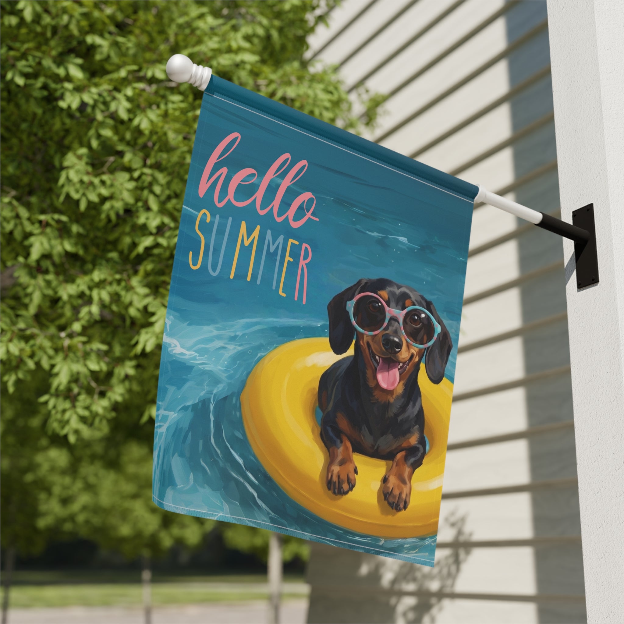 Hello Summer Dachshund Garden Flag