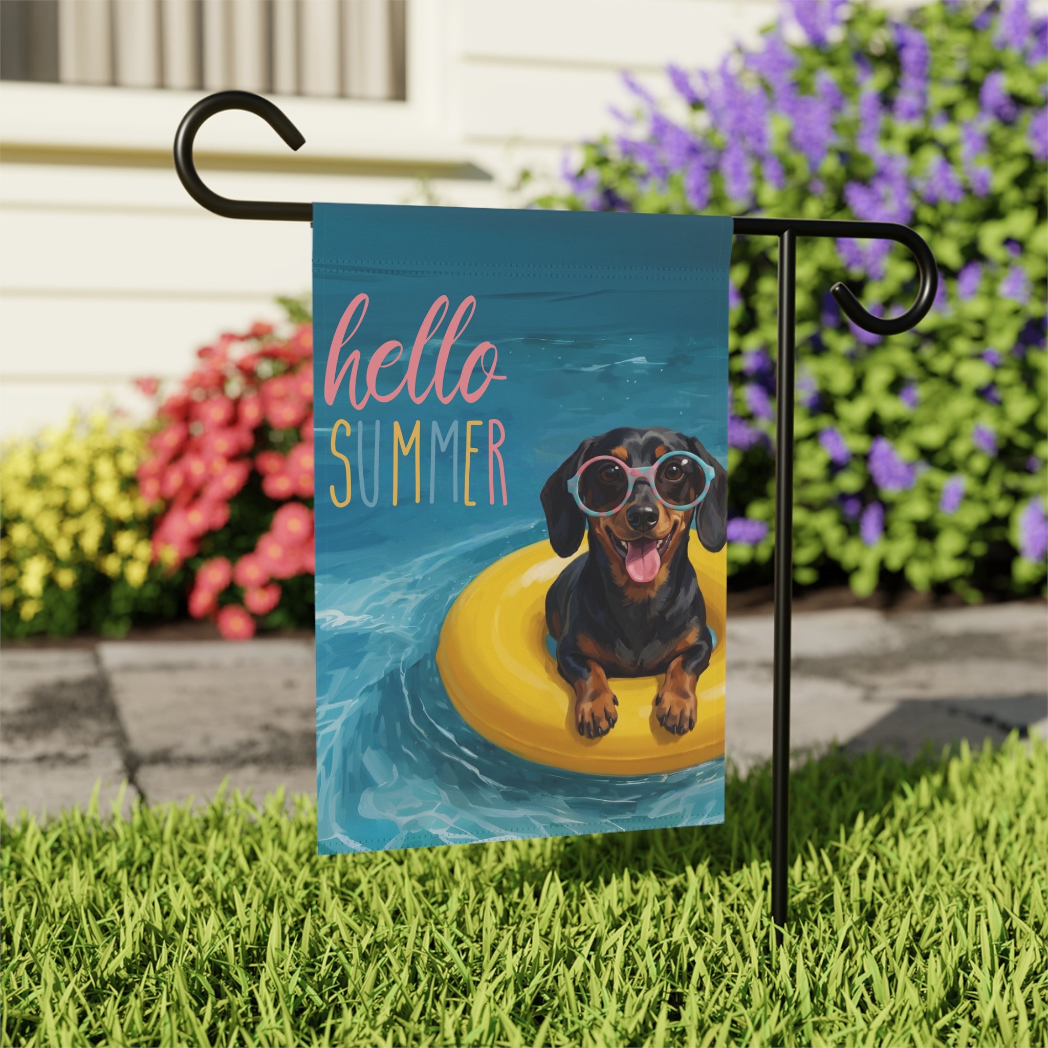 Hello Summer Dachshund Garden Flag