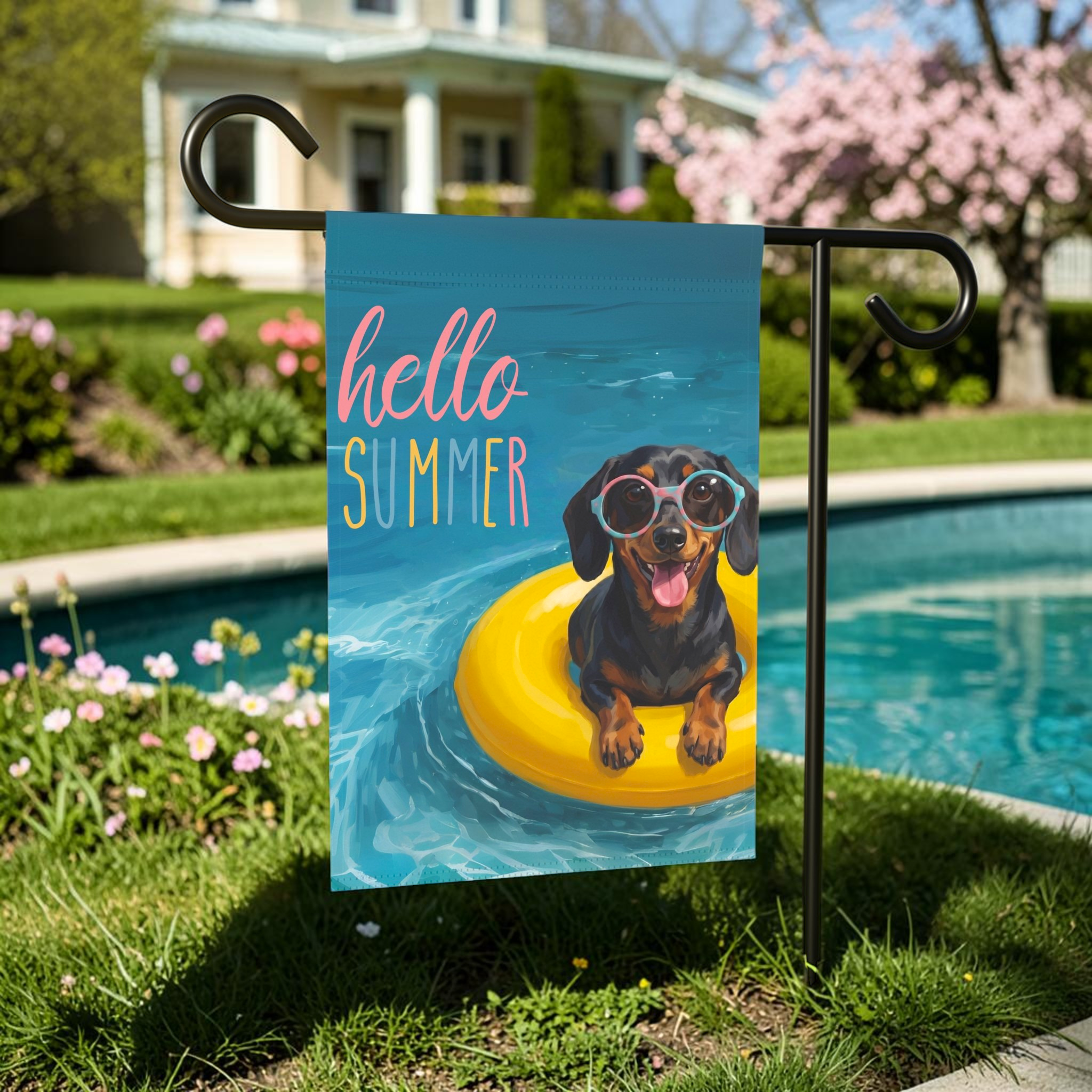 Hello Summer Dachshund Garden Flag