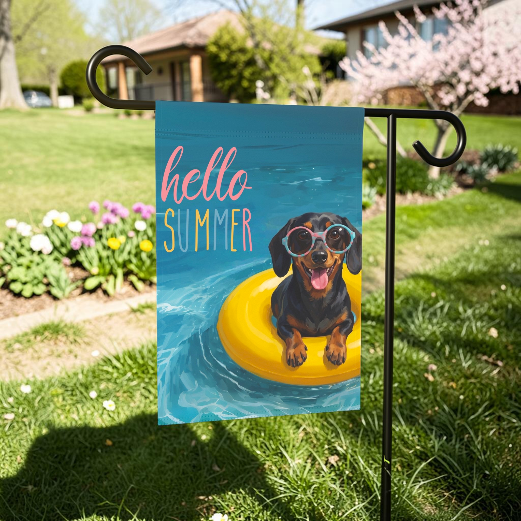 Hello Summer Dachshund Garden Flag