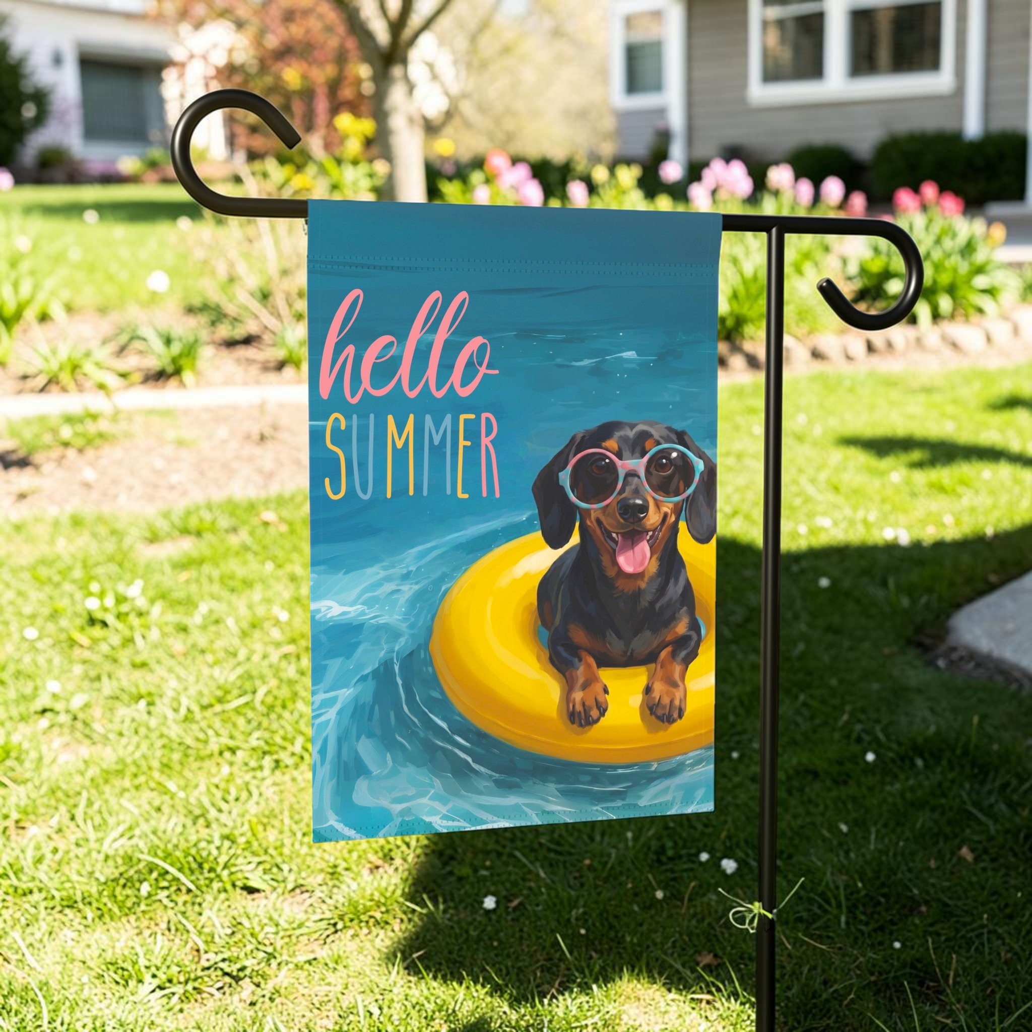 Hello Summer Dachshund Garden Flag