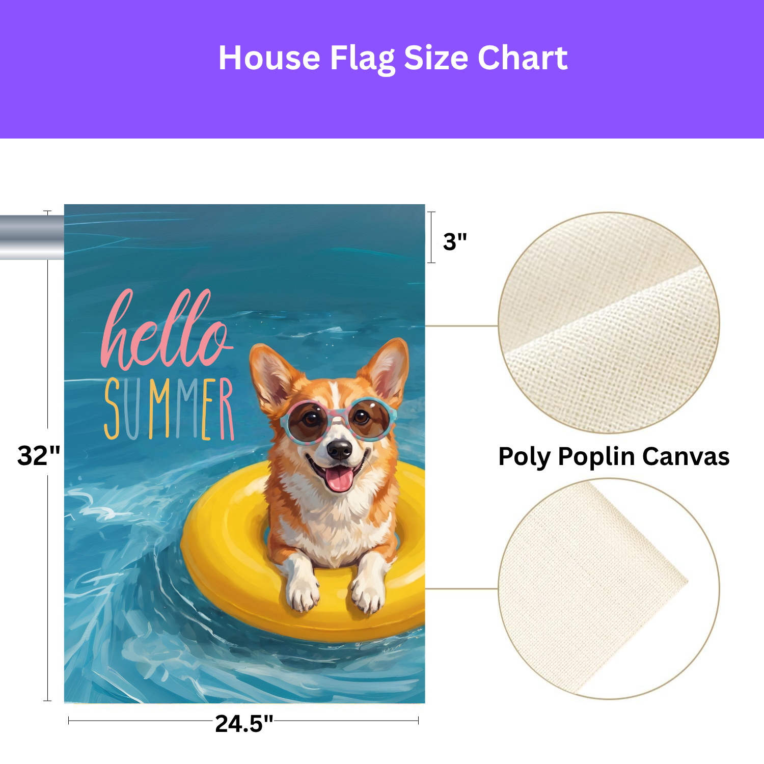Hello Summer Corgi Garden Flag