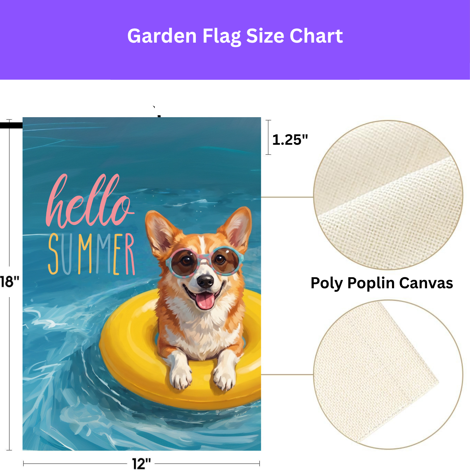 Hello Summer Corgi Garden Flag