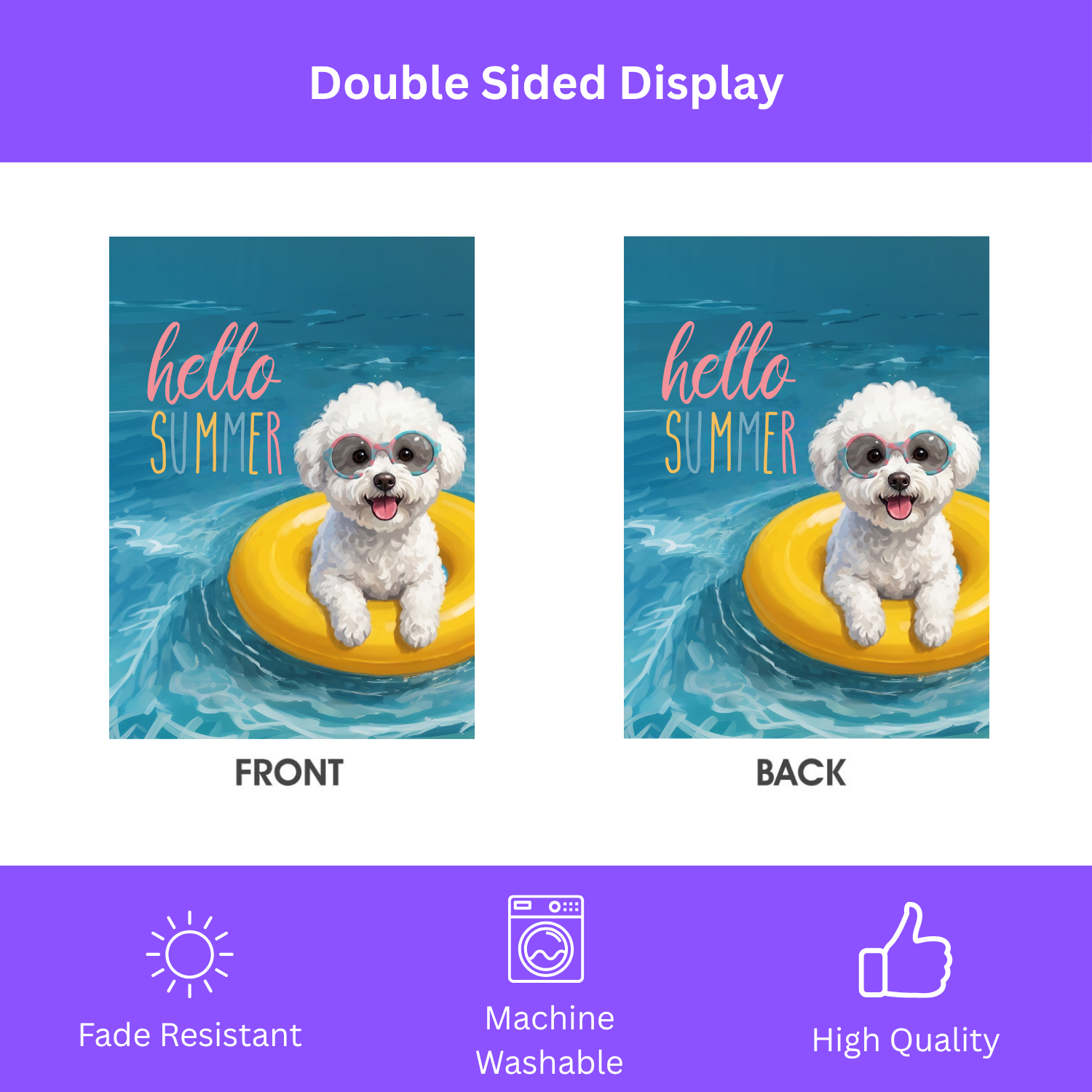 Hello Summer Bichon Frise Garden Flag