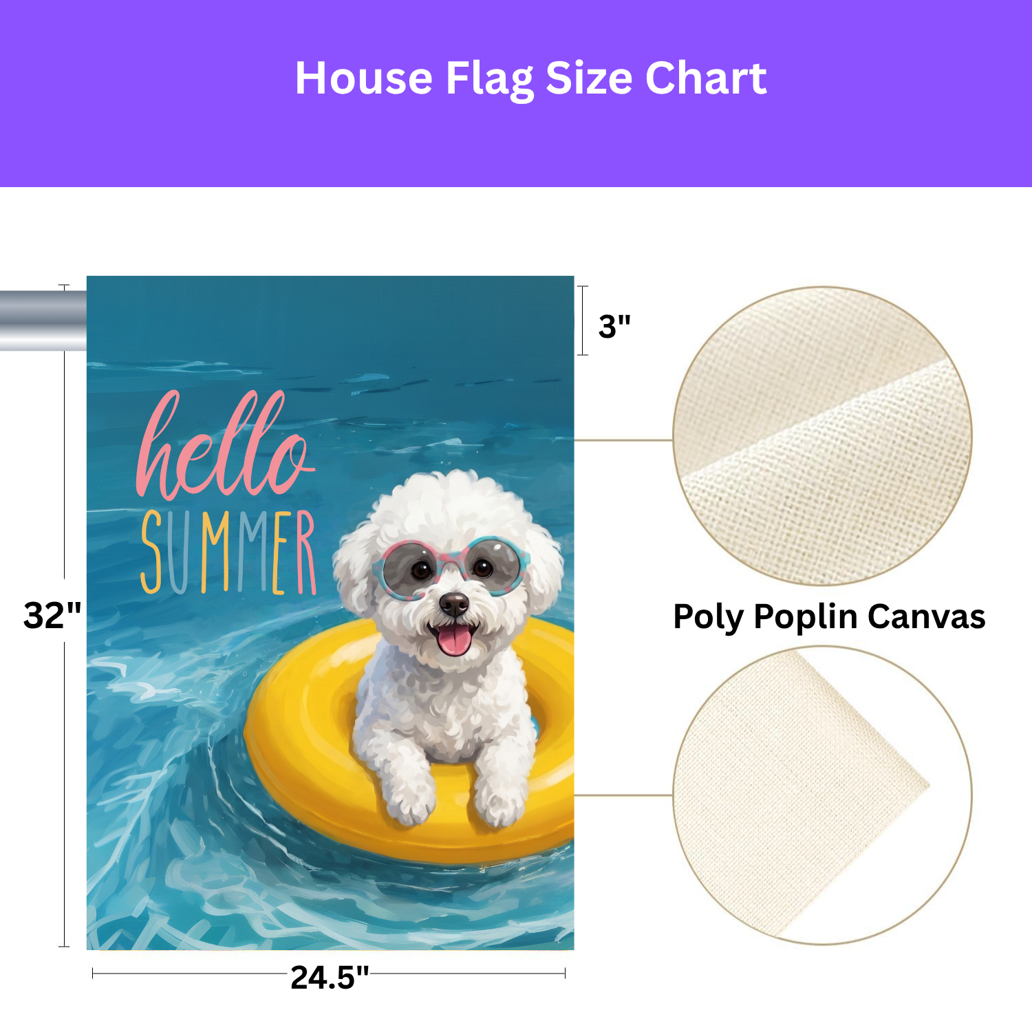 Hello Summer Bichon Frise Garden Flag
