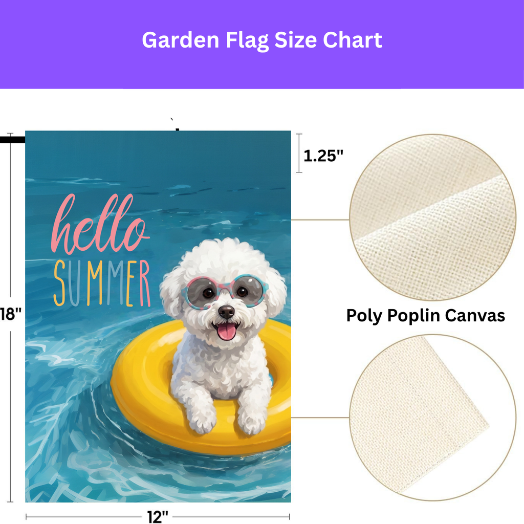 Hello Summer Bichon Frise Garden Flag