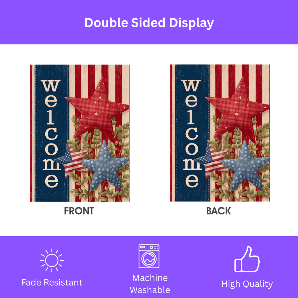 3 Star Patriotic Welcome Garden Flag