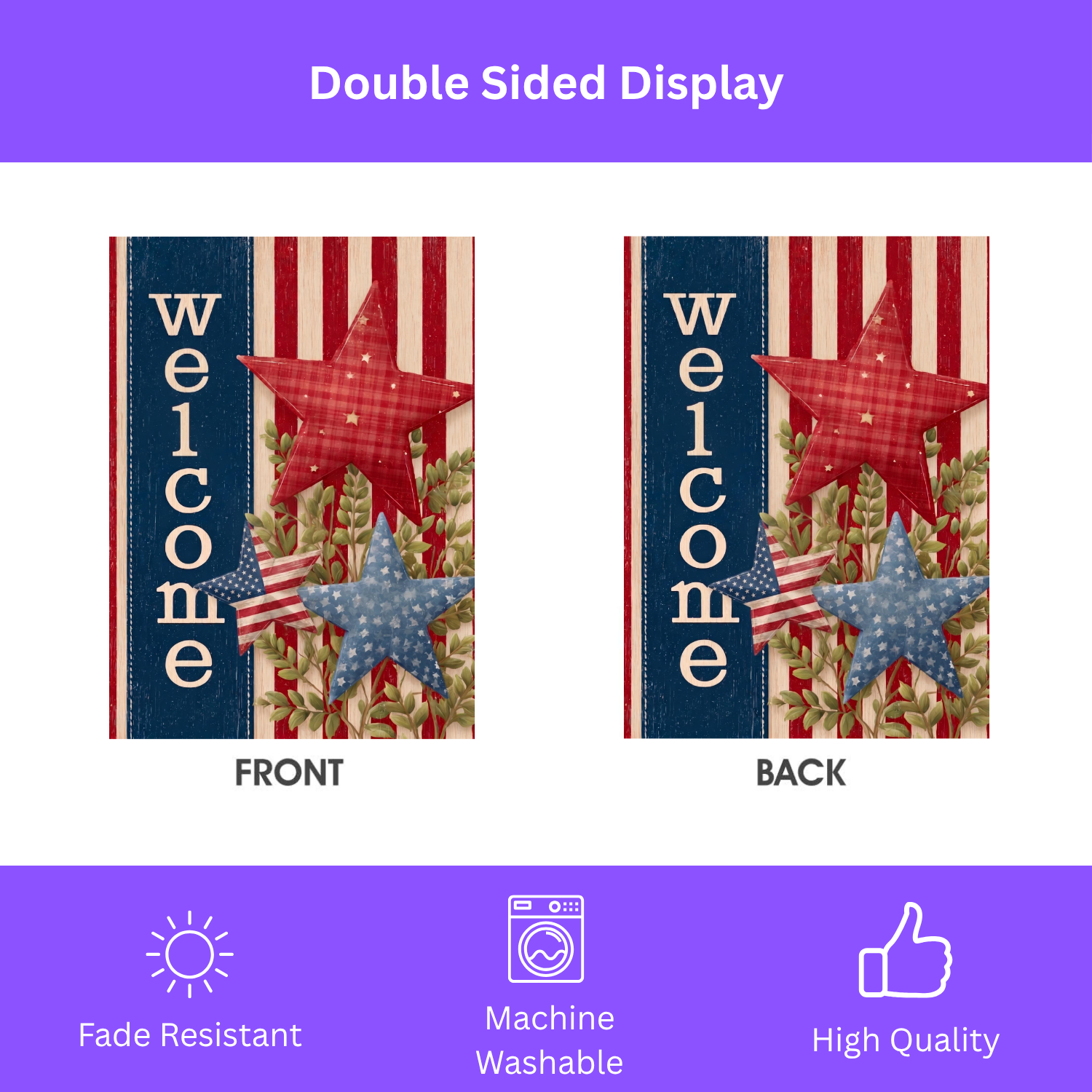3 Star Patriotic Welcome Garden Flag