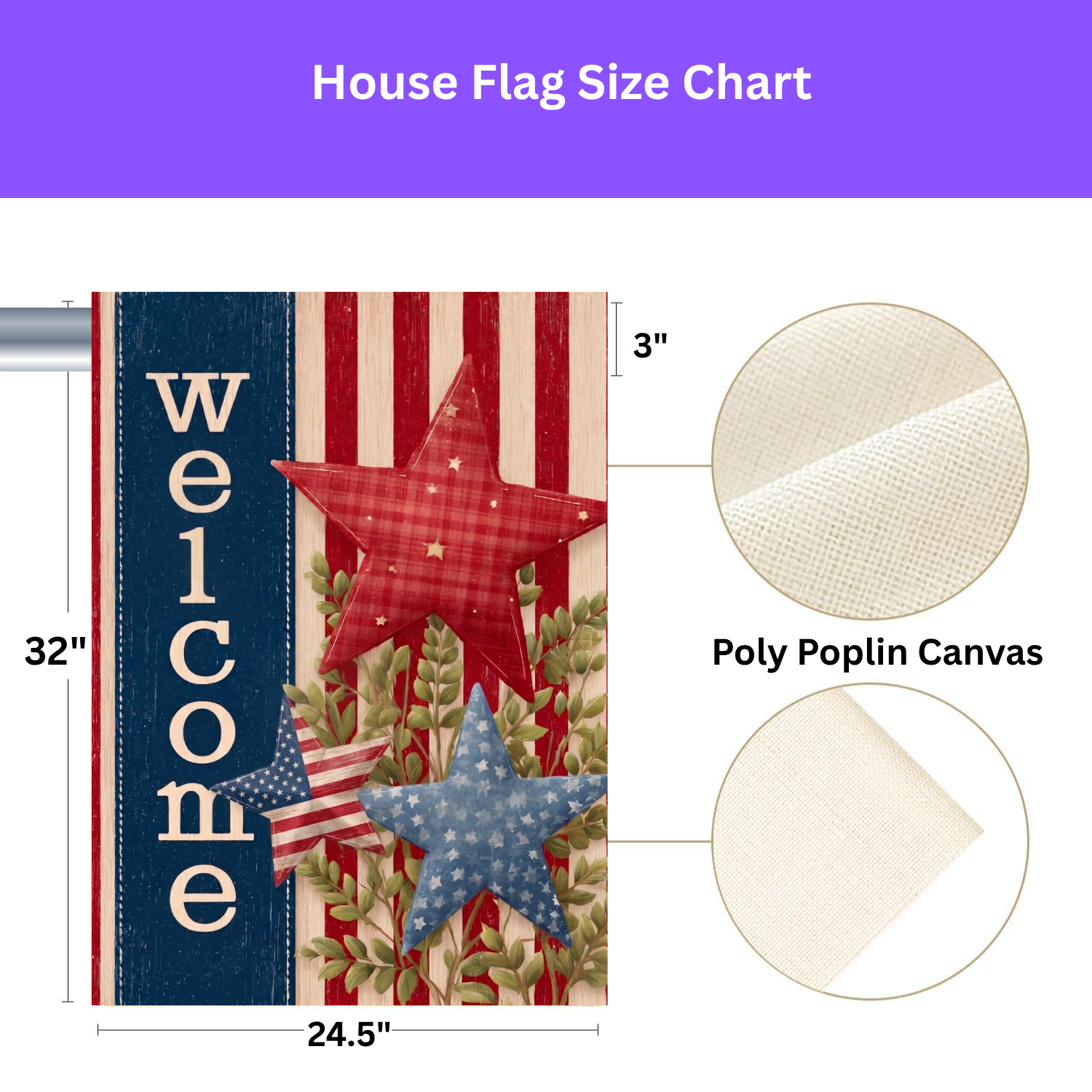 3 Star Patriotic Welcome Garden Flag