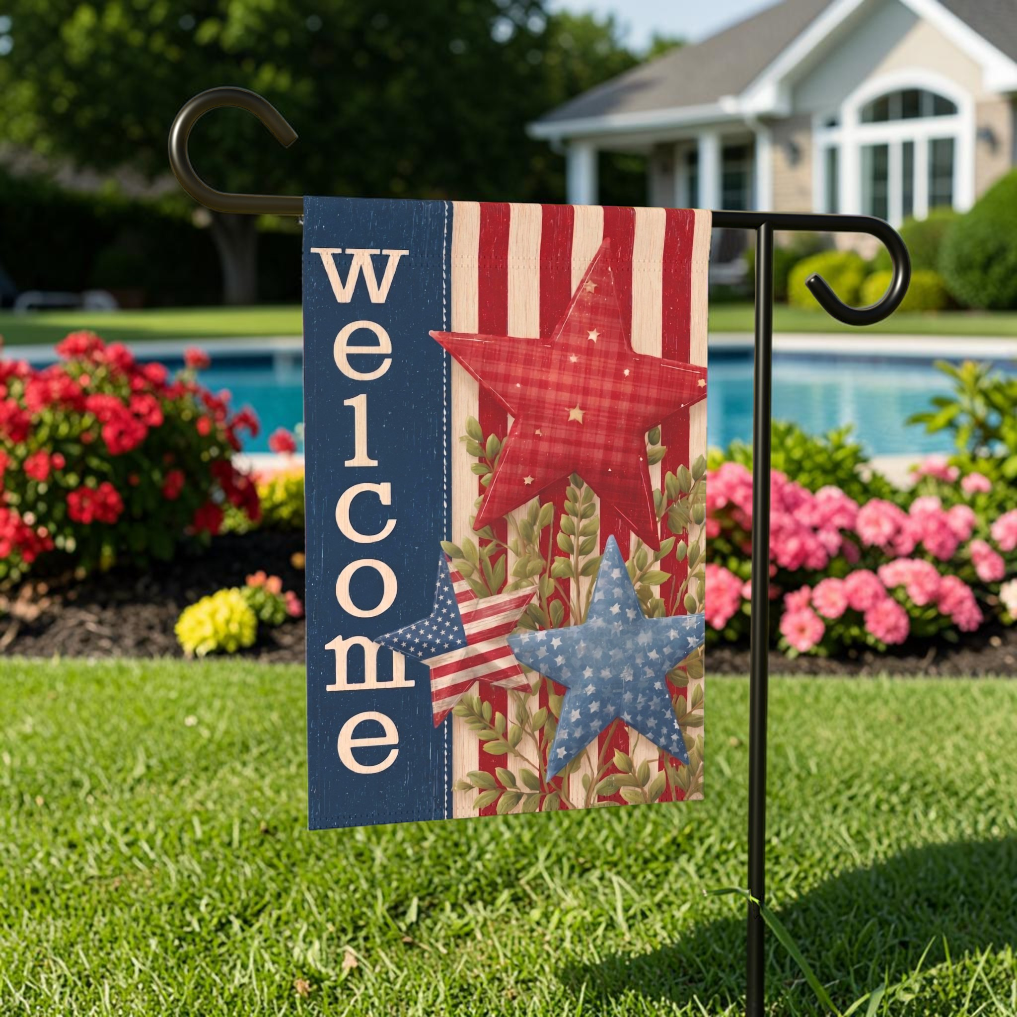 3 Star Patriotic Welcome Garden Flag
