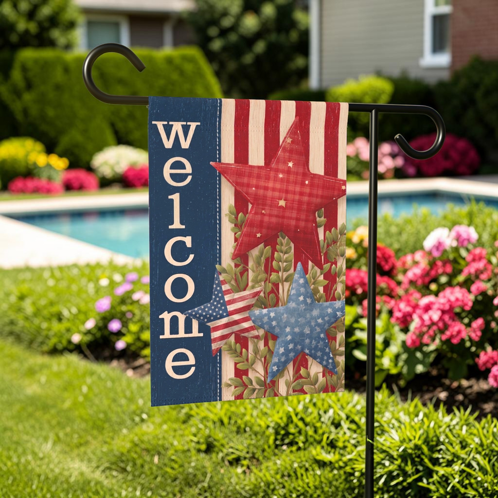 3 Star Patriotic Welcome Garden Flag