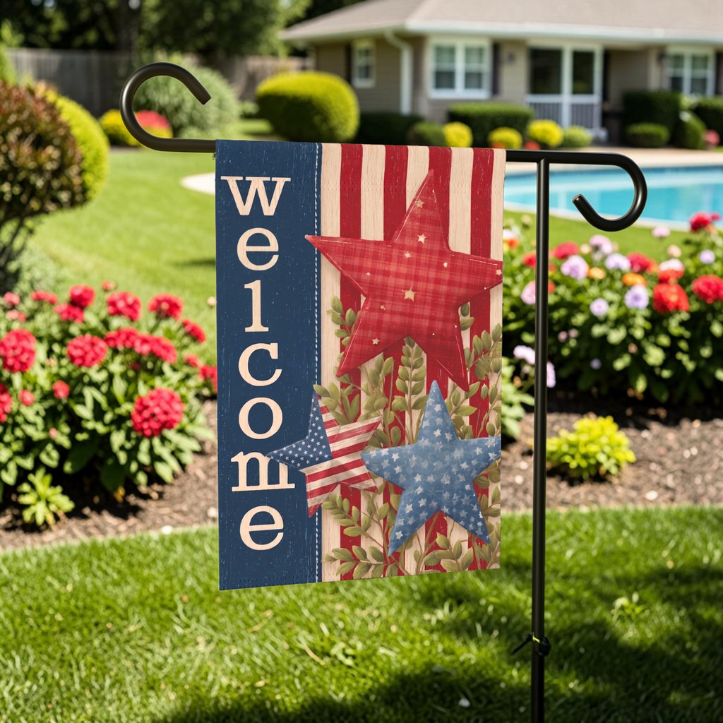 3 Star Patriotic Welcome Garden Flag