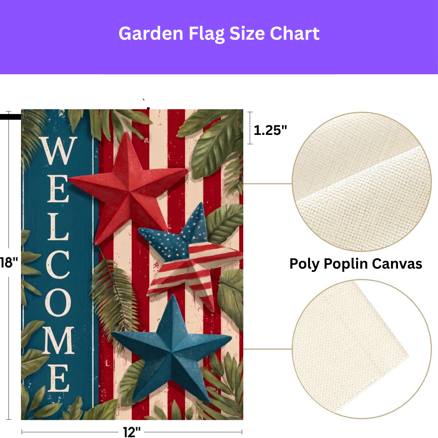 Star Patriotic Welcome Garden Flag - double-sided design - Dragonfire Gardens