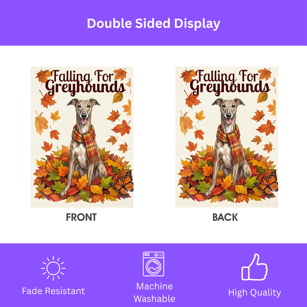 Falling For Greyhounds Garden Flag Double Sided 12x18 24x32 Outdoor