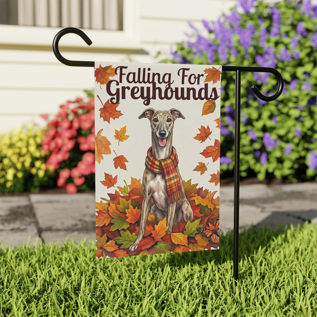 Falling For Greyhounds Garden Flag Double Sided 12x18 24x32 Outdoor