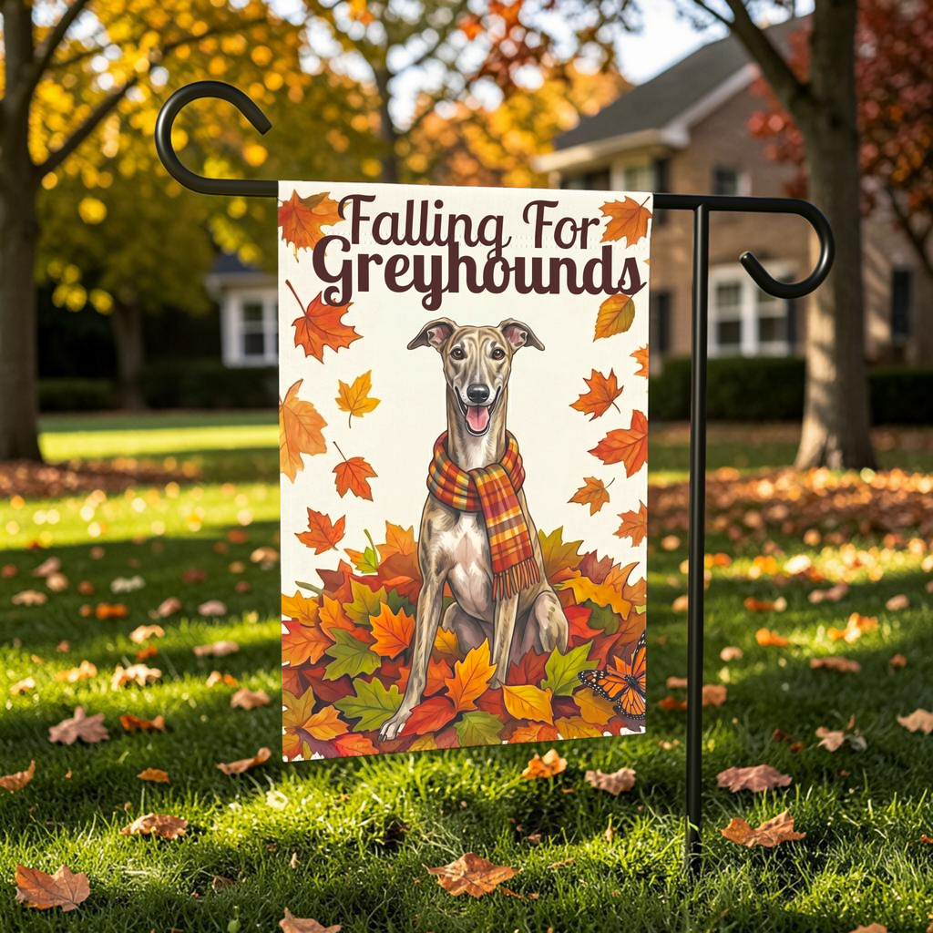Falling For Greyhounds Garden Flag Double Sided 12x18 24x32 Outdoor