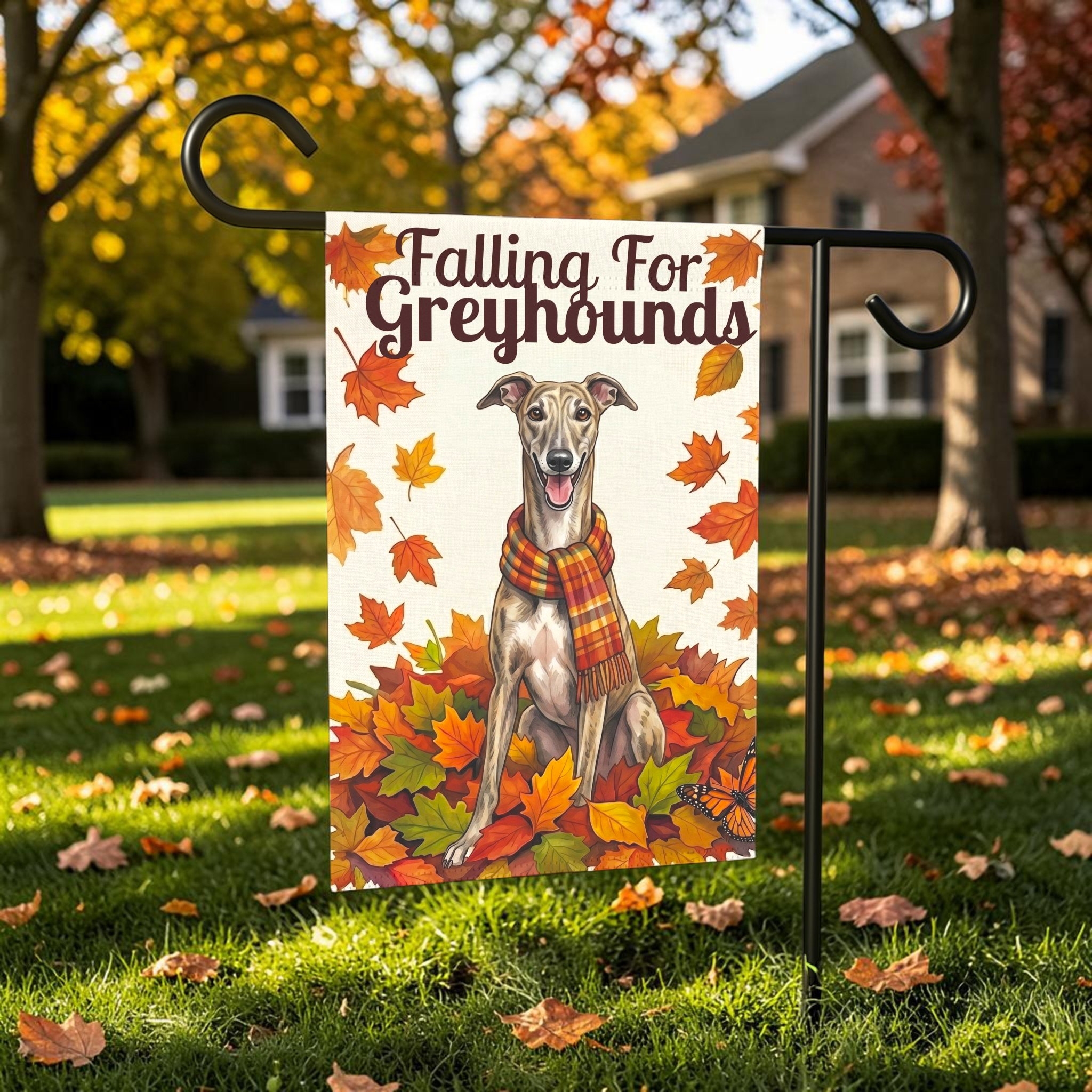 Falling For Greyhounds Garden Flag Double Sided 12x18 24x32 Outdoor