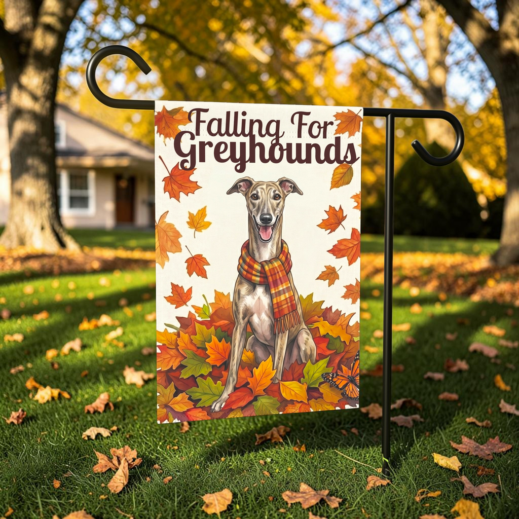 Falling For Greyhounds Garden Flag Double Sided 12x18 24x32 Outdoor