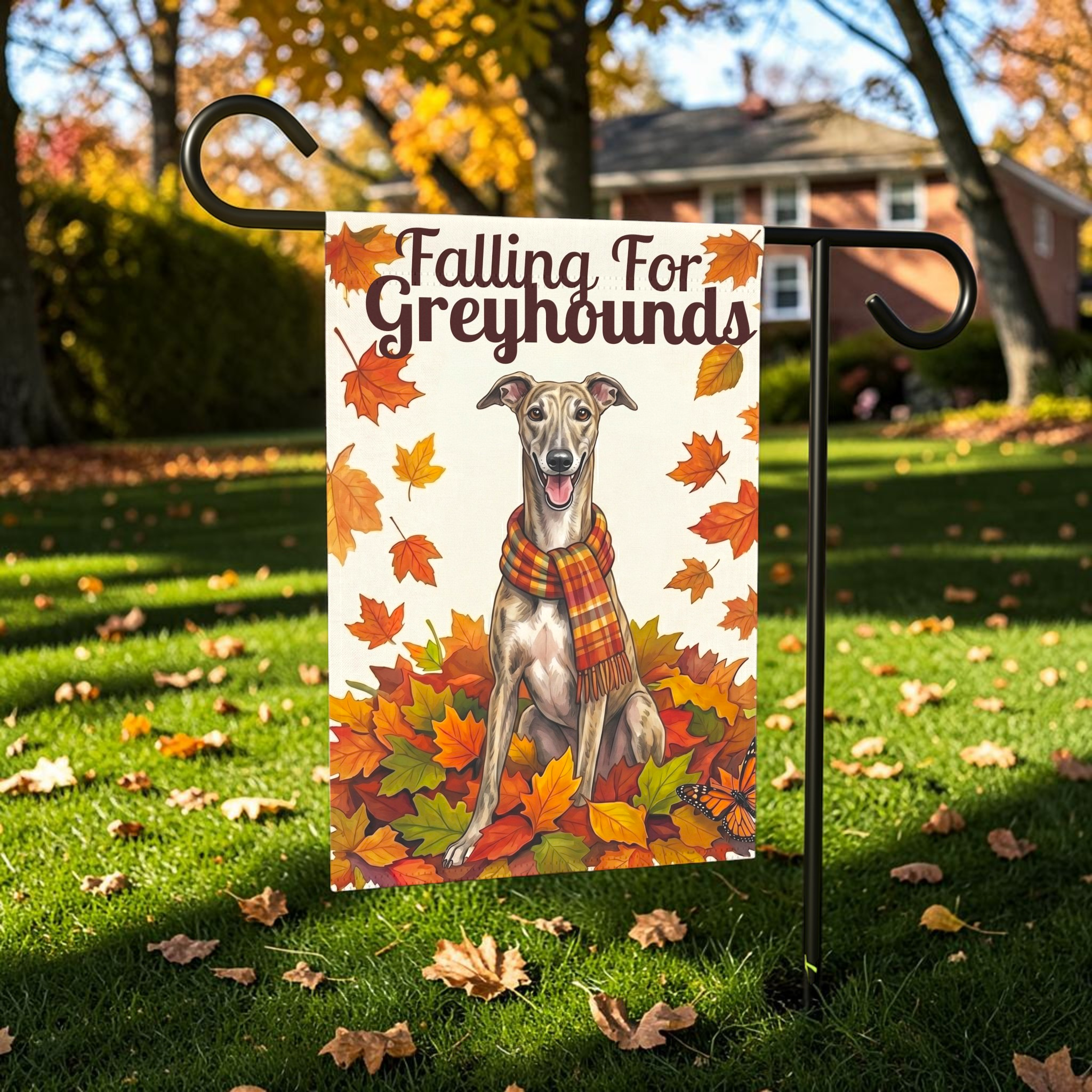 Falling For Greyhounds Garden Flag Double Sided 12x18 24x32 Outdoor