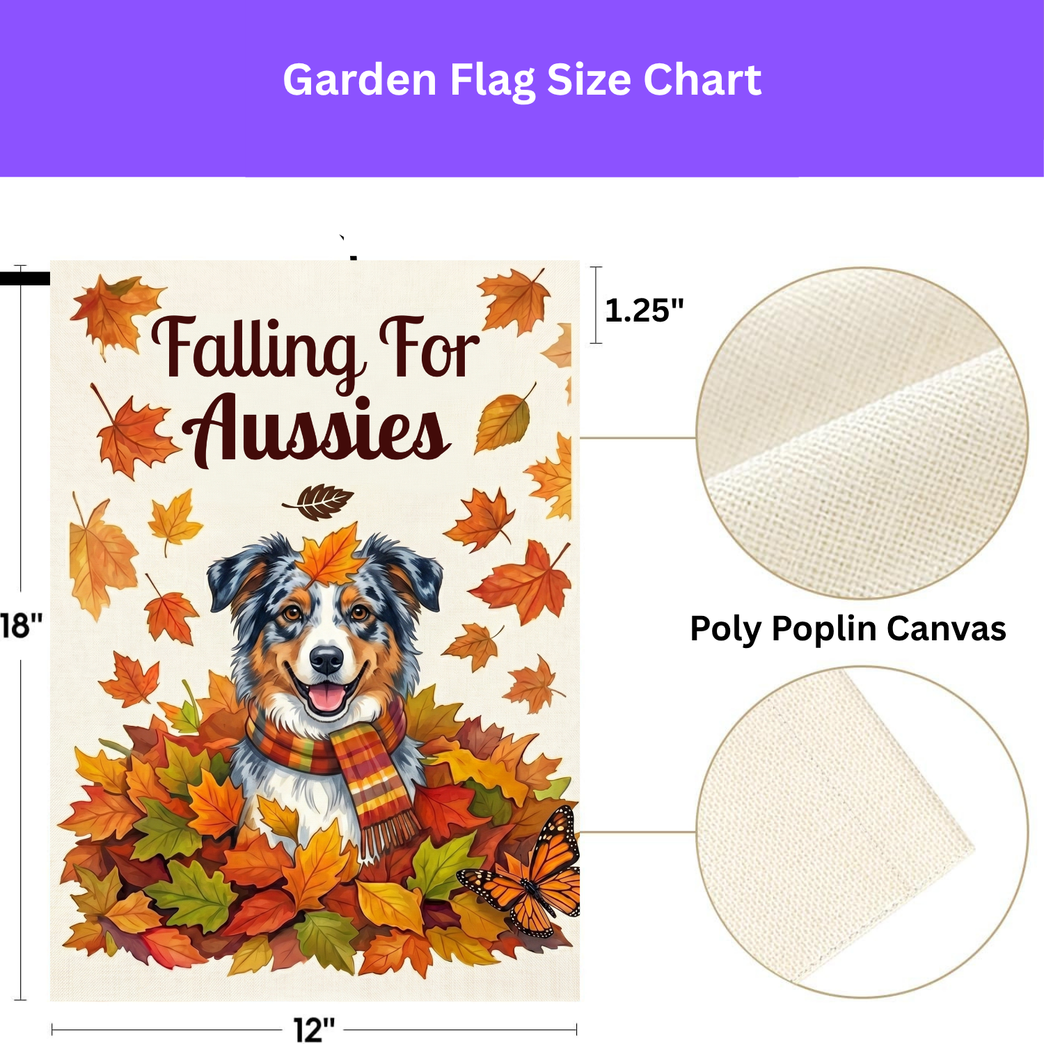 Falling For Aussies Australian Shepherd Garden Flag Double Sided 12x18 24x32 Outdoor