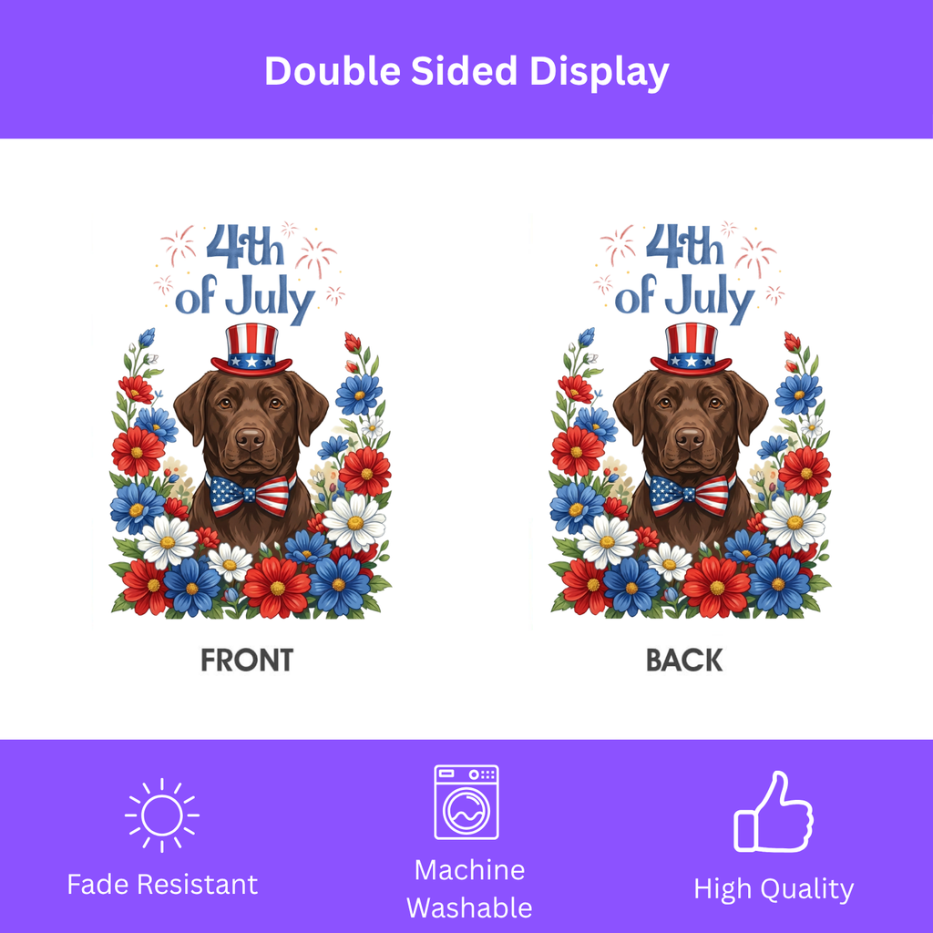 4th of July Chocolate Labrador Retriever Garden Flag Double Sided 12x18 24x32 Outdoor