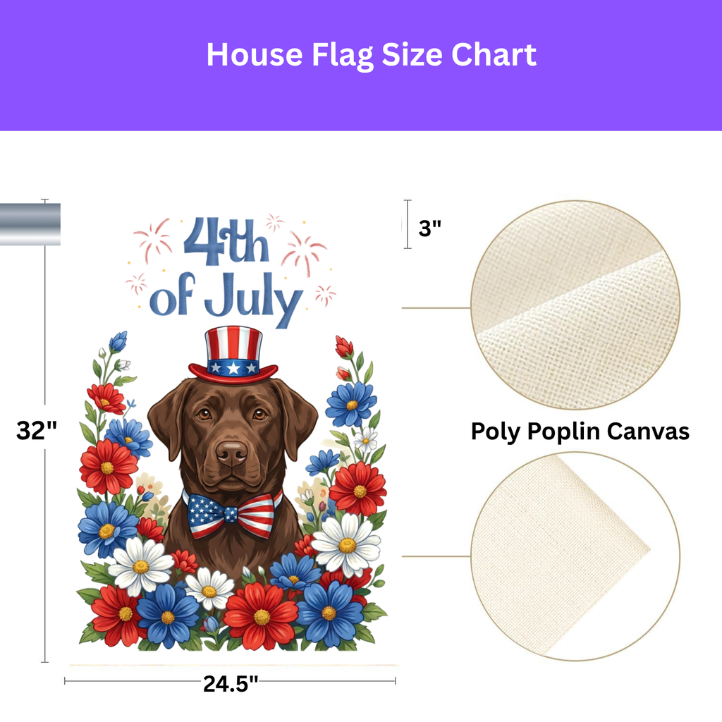 4th of July Chocolate Labrador Retriever Garden Flag Double Sided 12x18 24x32 Outdoor
