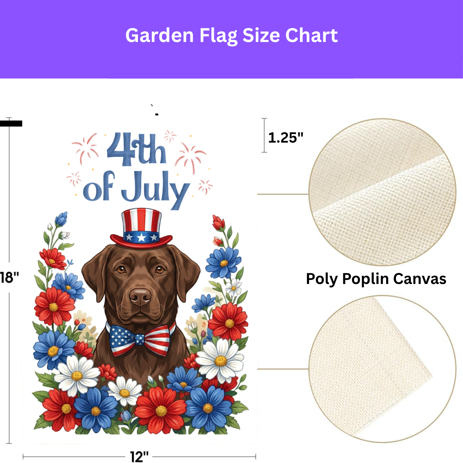 4th of July Chocolate Labrador Retriever Garden Flag Double Sided 12x18 24x32 Outdoor