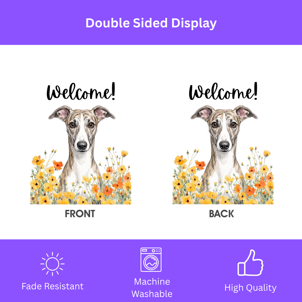 Yellow Poppies Whippet Welcome Garden Flag