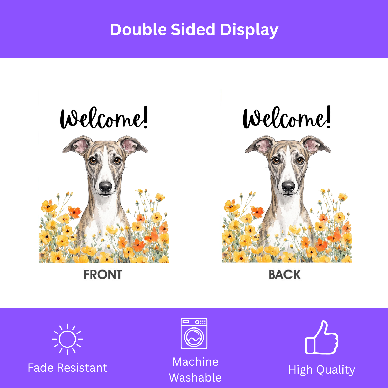 Yellow Poppies Whippet Welcome Garden Flag